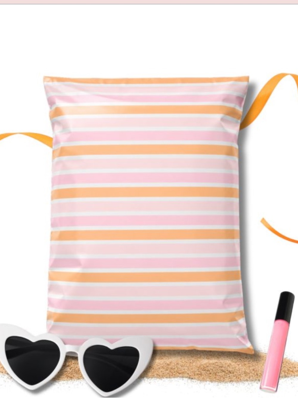 NEW!💓20 Fall pink & orange stripe Poly Mailers 10 x 13 inch